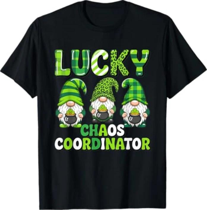 St Patricks Day Lucky Shamrock Leopard Gnomes Irish Unisex Tshirt S