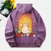 I'M Doing Great Washed Hoodies Women Cute Cat Prints Cotton Sweatshirts Distressed Pocket Oversize Hooded Clothes