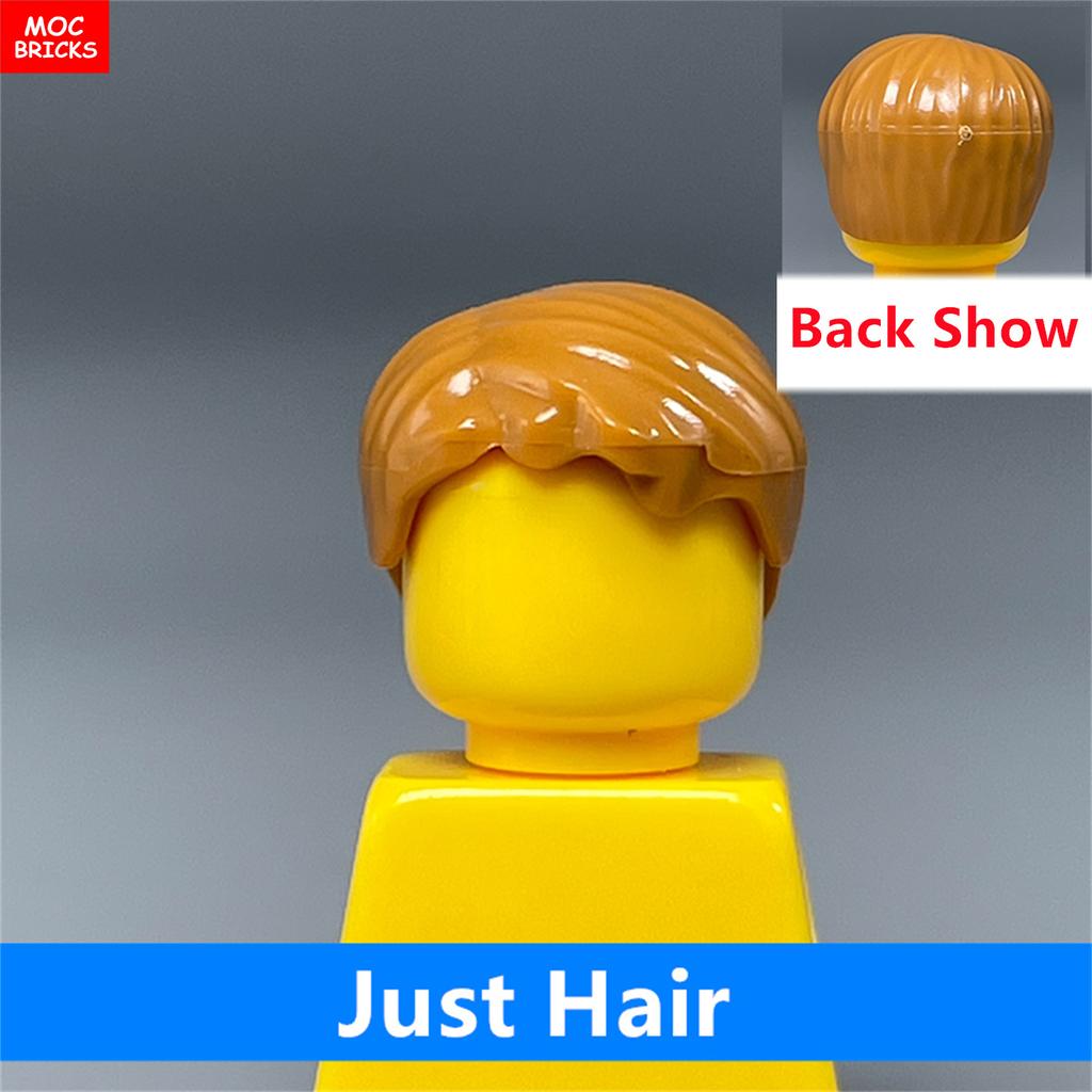 MOC Bricks 4cm Figure Body Wear Male Boy Fire Brown Hairs Assembled Building Blocks Educatinal Plastic Toys