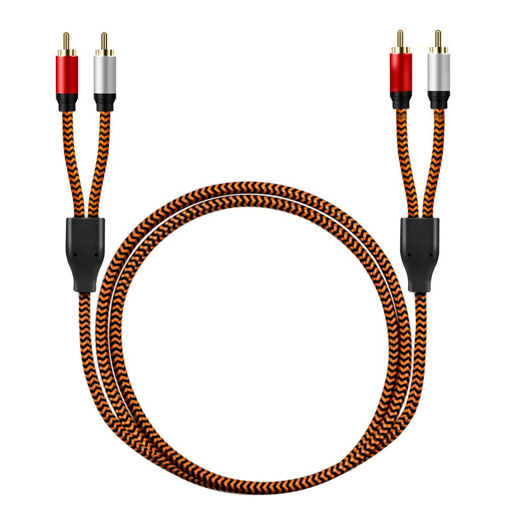 RCA Stereo Cable LiuTian Dual Shield Gold Plated Heavy Duty Nylon Braid 2RCA Male To 2RCA Male Stereo Audio Cable for Home 0.5m, Theater, HDTV,