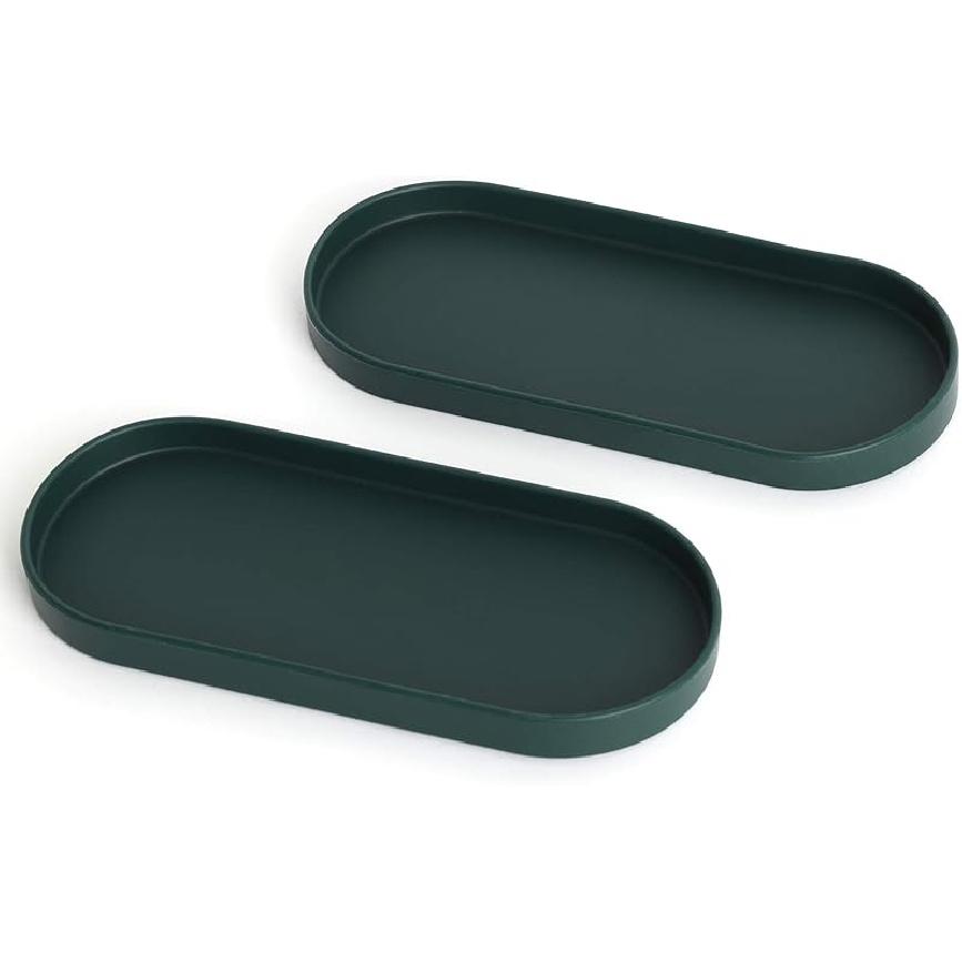 Lazy K Silicone Tray - Small Vanity Tray Organizer - Spoon Rest Holder - Kitchen Sink, Bathroom, Multi-Purpose Modern Counter Organizer (Black)