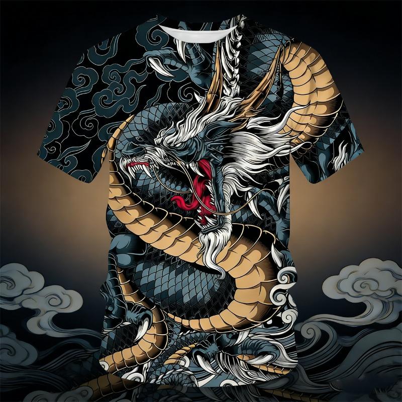 

Summer Men Tshirt Y2K 3D Dragon Printed Fashion Men s Short Sleeve T Shirt Funny Kids T shirt Women T-Shirts Top Kid T Shirt S