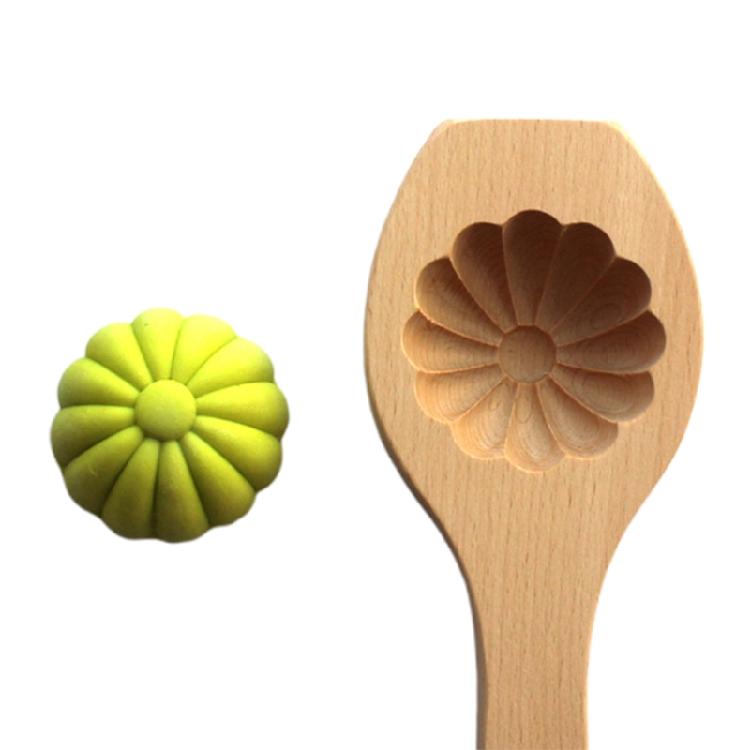3D Flower Pattern Wooden Baking Mold Press Mooncake Mold Mid-autumn Festival