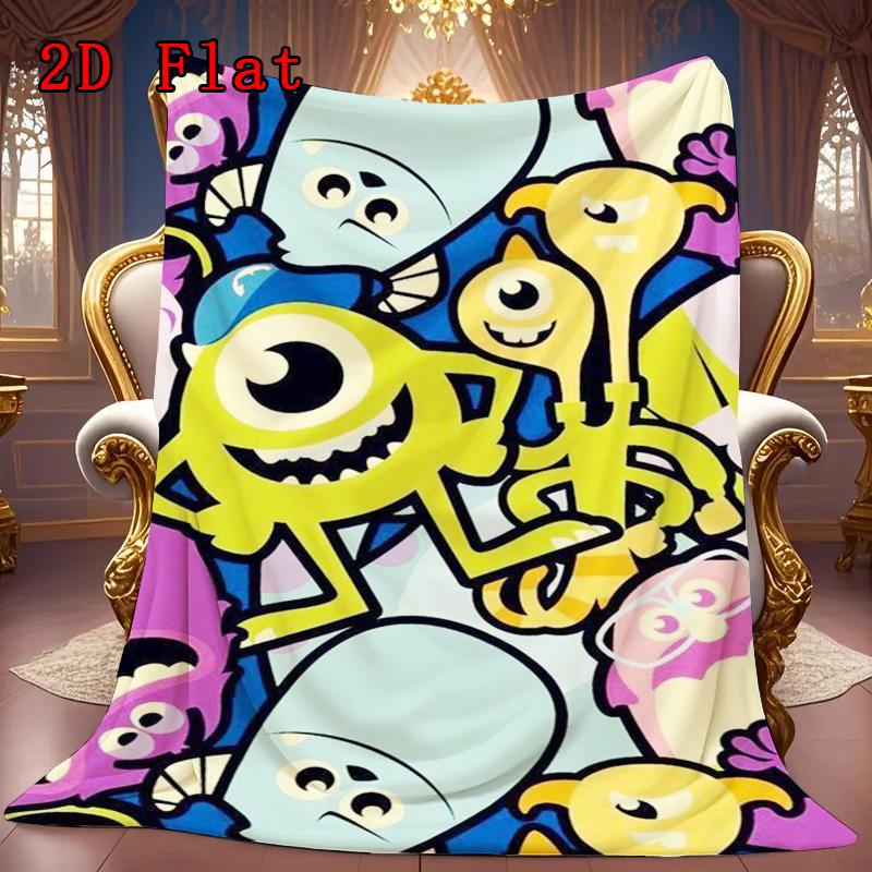Monsters Mike Wazowski 2D Flat Pattern Flannel Blanket High Quality All Seasons Warmth and Comfort Perfect for Christmas Gifts.NMT0928250