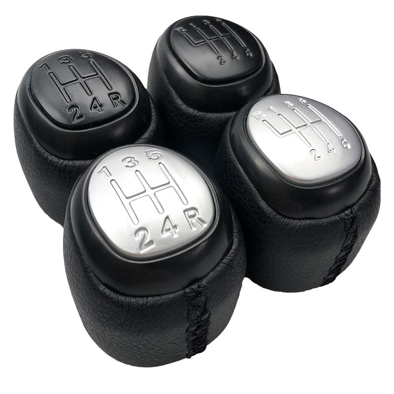 Schwarz/Silber 5/6 Gang Schalthebelknauf Leder Schaltsack Manschette Abdeckung Gehäuse Hebel Schalthebel Für SAAB 93 9-3 SS 2003-2012 Innenausstattung Ersatzteile
