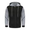 Men Zip Up Long Sleeve Pullover Casual Color Block Hooded Sweatshirt Drawstring Sport Winter Jacket With Pocket