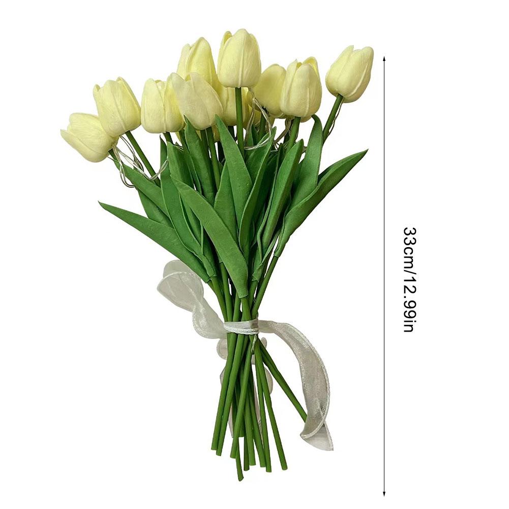 10pcs Tulips with LED Light Artificial Tulip Flowers Table Lamp Simulation Tulips Bouquet Night Light Gifts for Home Decoration
