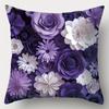 Printed Cushion Cover Purple Flower Soft Polyester Fabric Living Room Sofa Bedroom Bedside Decorative Pillowcase