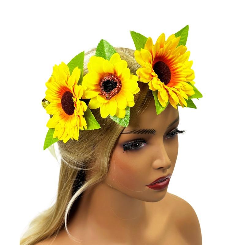 Daisy headband wreath Bohemian sun flower head with scenic seaside vacation photo dress up headband