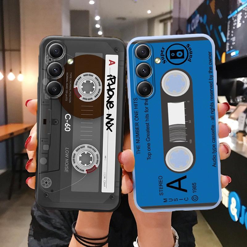 Etui Vintage Tape na iPhone'a, Samsunga A55, S24 FE, S25, M35, A06, Xiaomi Redmi Note 13 Pro, 14C, Huawei Honor 200, odporne na wstrząsy, matowe, odporne na zarysowania etui na telefon