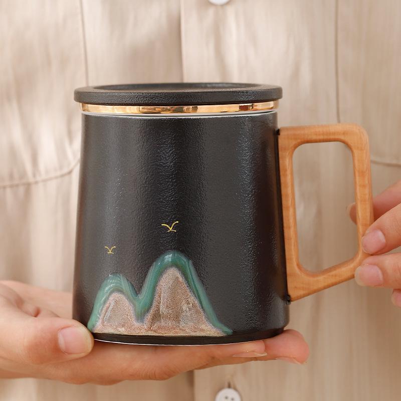 Guochao Jiangshan Ceramic Tea Separation Tea Cup Personal Office Tea Ceremony Cup High-End Gift Box Water Cup