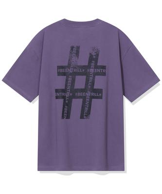 BEENTRILL Vintage Hashtag Oversized Short Sleeve T-Shirt (Violet)