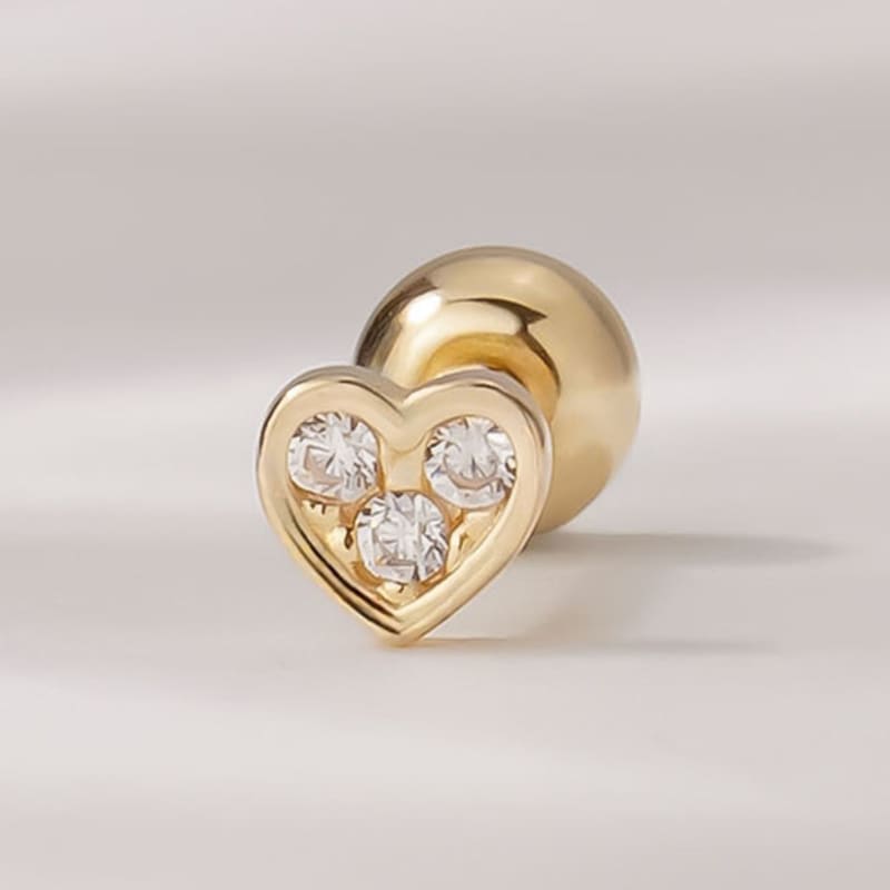 JEWNEL 14K Tiny Heart Cubic Piercing Earrings