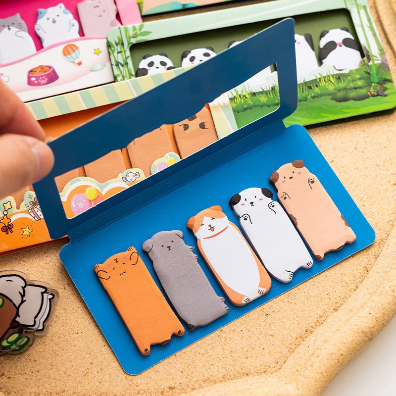 Cute Cartoon Animal Paradise Sticky Notes with Writable Index Tabs for Students