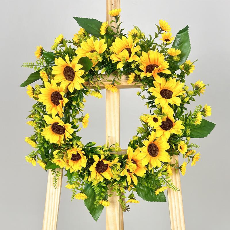 Sunflower Harvest Festival Wreath: Thanksgiving Door & Window Decoration with Faux Flowers