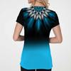 Women Floral Printed Tops Summer Lace Up V Neck Short Sleeve Loose T Shirt