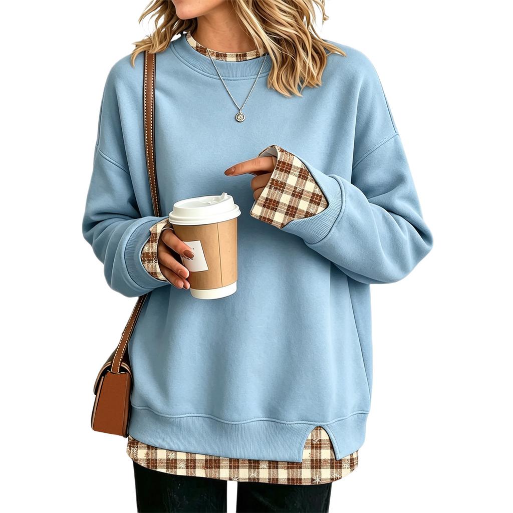 Damen Casual Bedrucktes Langarm Look Sweatshirt Lockerer Pullover