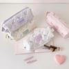 Polka Dots Bow Pencil Bag Large Capacity Multi-Function Stationery Storage for School Office Travel Cosmetic Organizer