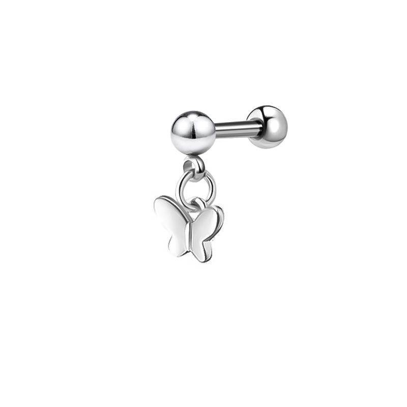 Edelstahl Zirkonia Hantel Knorpelohrringe mit Teufelsteckern, Auf Lager