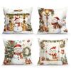 Christmas Snowman Pillowcase Bedroom Sofa Cushion Cover 100% Polyester Living Room Cushion Pillowcase Soft Home Decor 45X45Cm