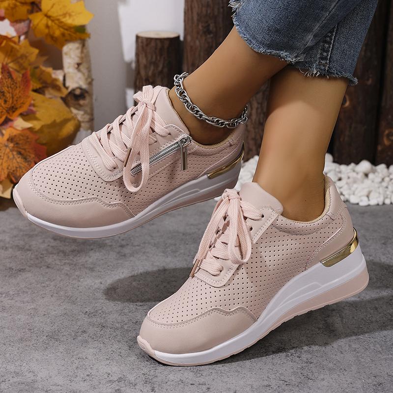 Fashion Plus Size Fashion Wedge Sneakers for Women 2025 Autumn Comfort Casual Sports Shoes Woman Gold Silver Thick Sole Running Sneakers