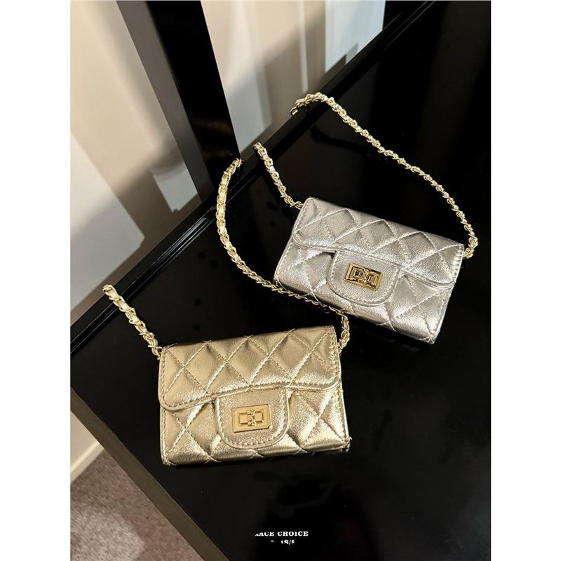 Rhombus mini small waste bag versatile gold silver mini messenger bag women's chain bag change bag