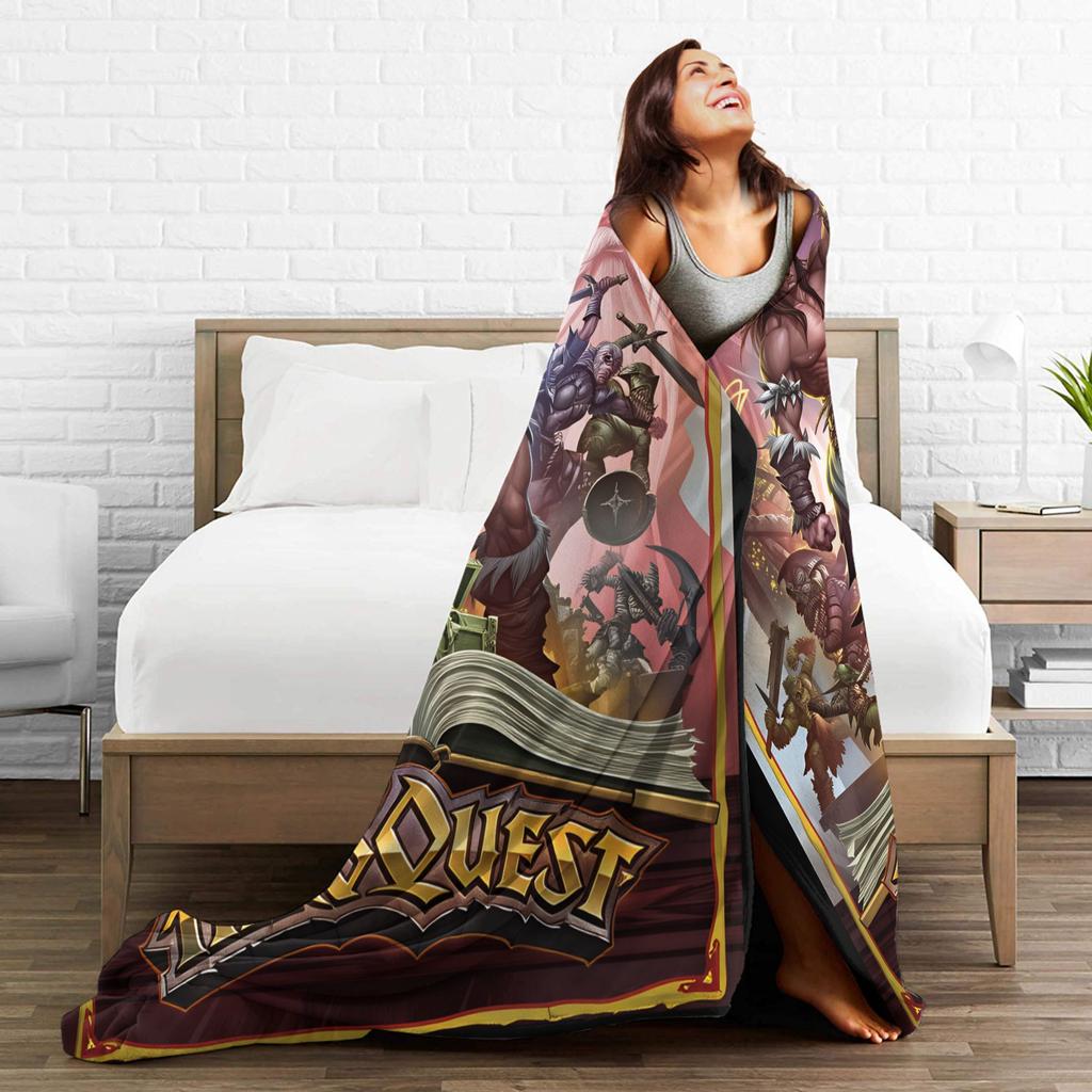 Heroquest Card Game Flannel Blanket Retro Card Warm Throw Blanket for Outdoor Picnic Novelty Bedspread Sofa Bed Cover