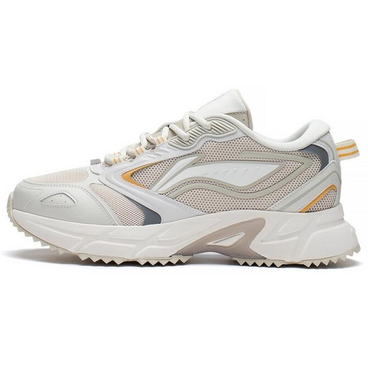 New LiNing Rebound Cushioning Breathable Lightweight Wear-Resistant Slip-Resistant Low-Top Running Shoes Men's Oat Gray ARLS005-3