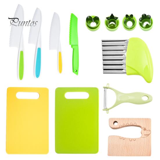 

13 шт./набор детских кухонных принадлежностей, игрушки с пластиковыми деревянными ножами для фруктов и картофеля, резак для печенья, овощечистка, разделочная доска для малышей, обучающая настоящая кулинария 1 Set