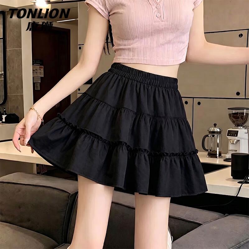 TonLion Women s 2026 Summer Ruffle Trim Elastic Lined Short Skirt L