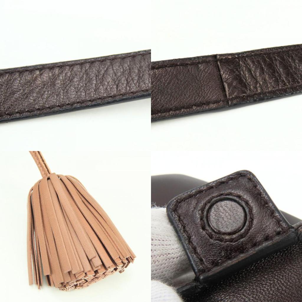 Gebrauchte LOEWE Schultertasche anagram napa Dunkelbraun Rosa Beige Fransen