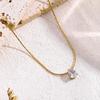 Exquisite 18K Gold Plated Titanium Steel Necklace with Diamond Water Drop Pendant and Square Sugar Clavicle Chain Design
