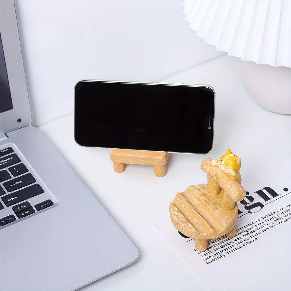 Cute Cat Cellphone Holder Stand Mini Chair Shape Kitty Dog Pet Phone Stand Desk Ornament Smartphone Stand Home Office Decor