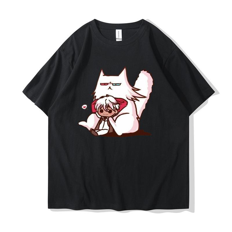 Nové anime kreslené 2D tištěné volné párové tričko kulatý výstřih pánské a dámské unisex trička s krátkým rukávem