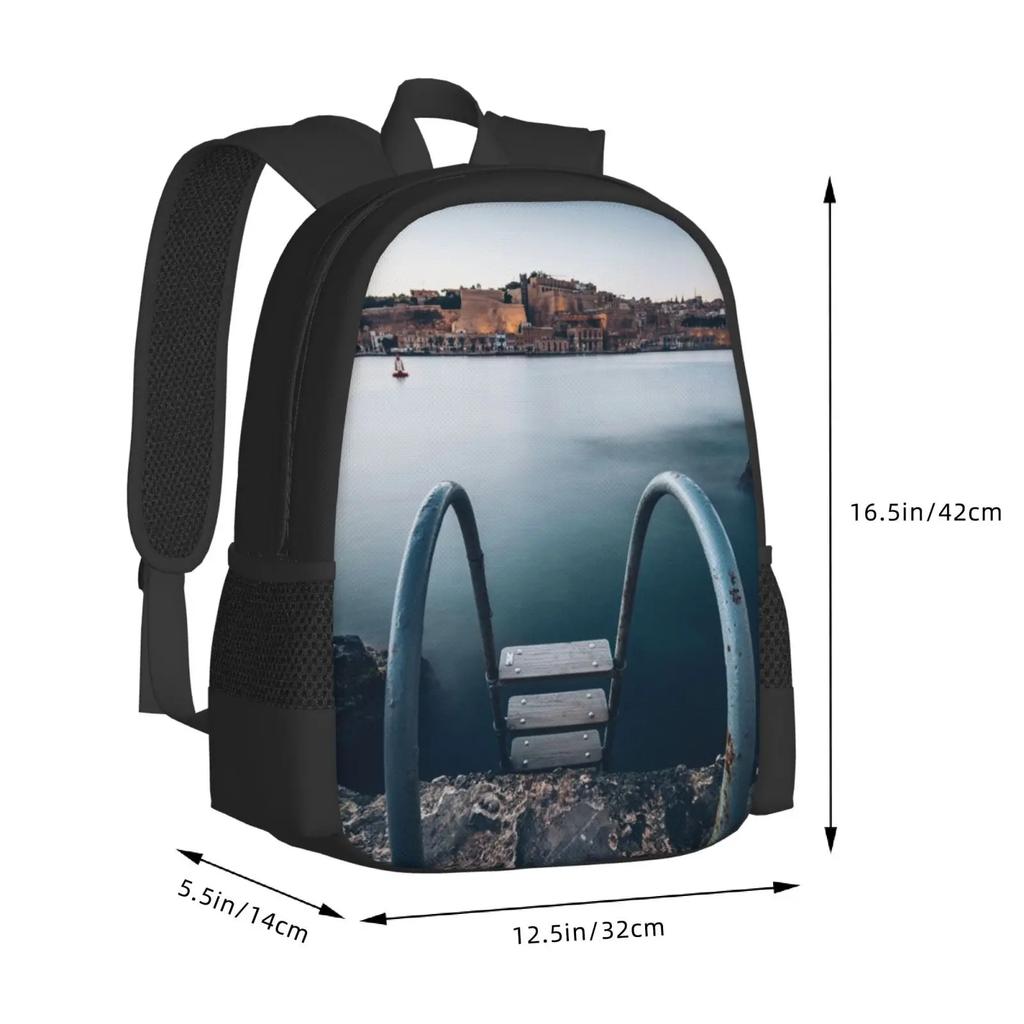 Valletta, Malta Hot Sale Schoolbag Backpack Fashion Bags Senglea Malta Travel Trip Tourism Sunset Cityscape Architecture Tower