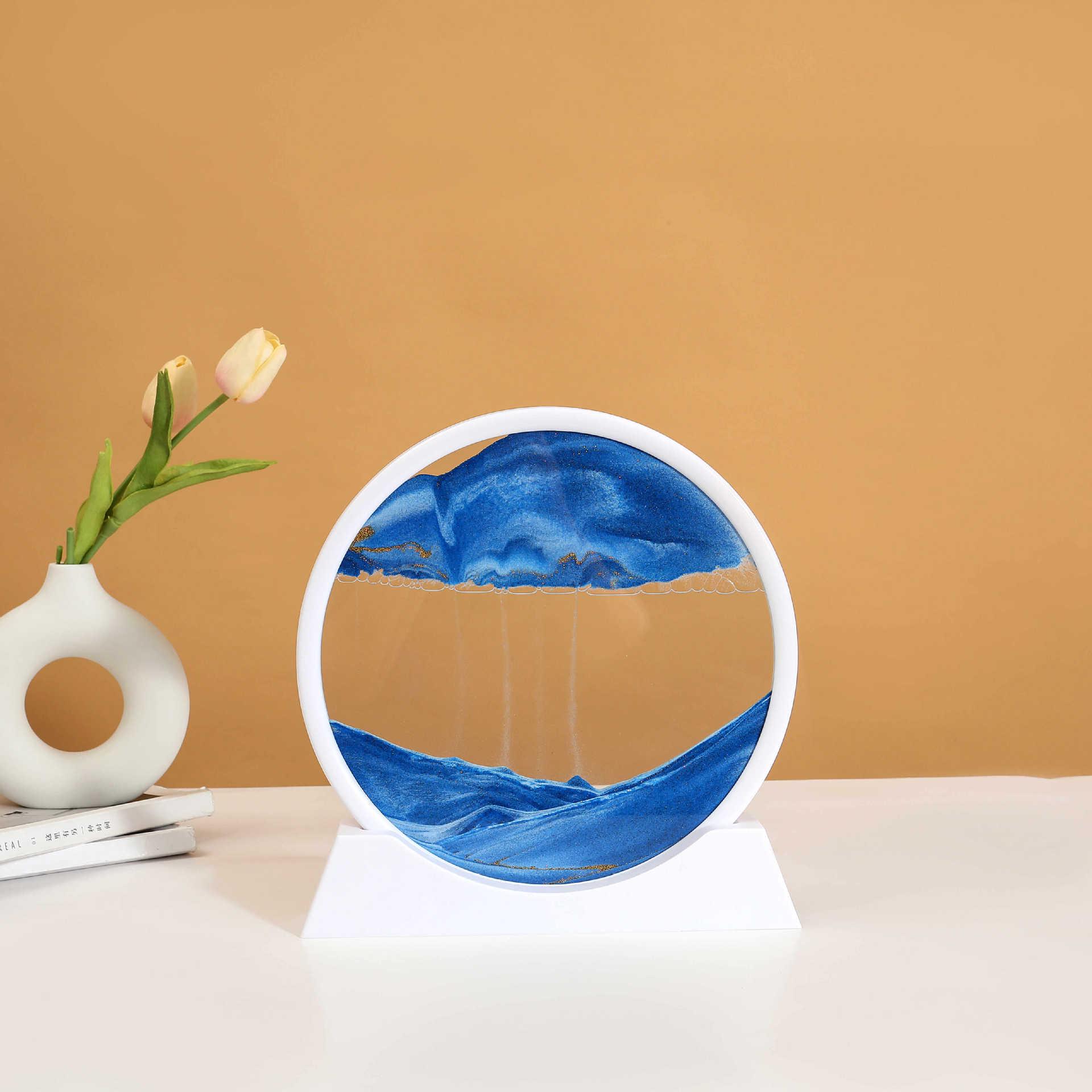 

3D Кінетичні Пісочні Години Художні Прикраси - Креативна Картина з Сипучого Піску для Декору Вітальні. 7-inch Plastic Base