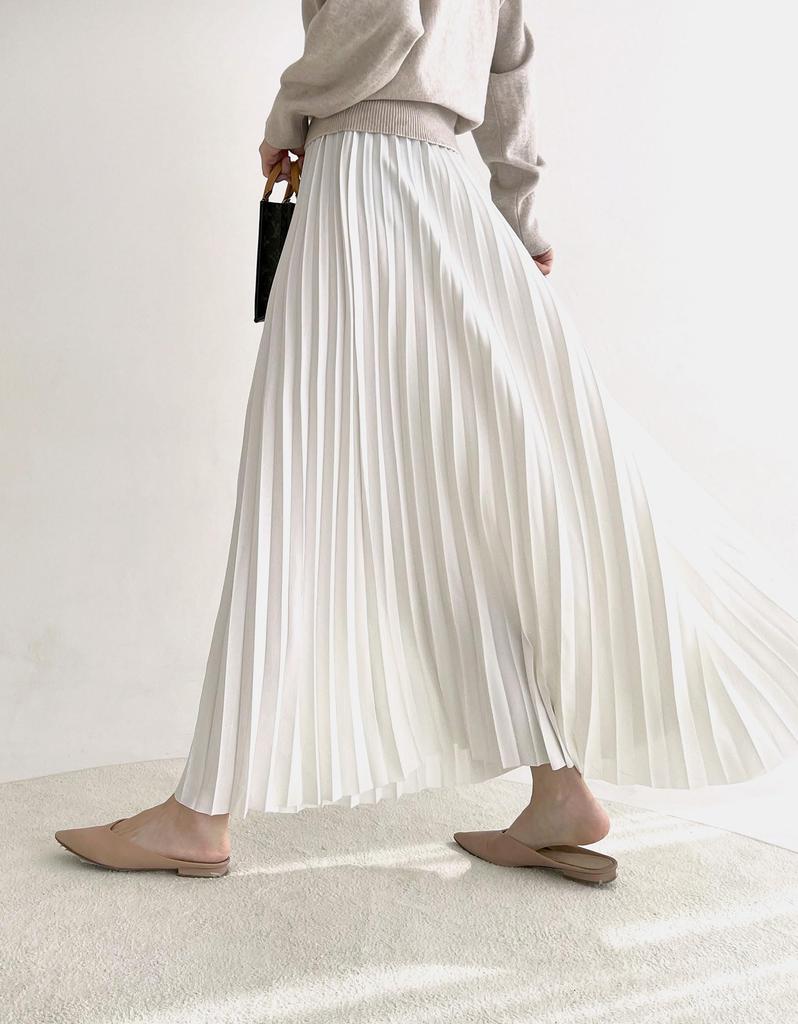 Indicoco Long Pleated Beautiful Elastic Flared Slimming Effect Women's Skirt, Flattering, Silhouette, Waist, Skirt, Spring, Summer, Fall, Lightweight,