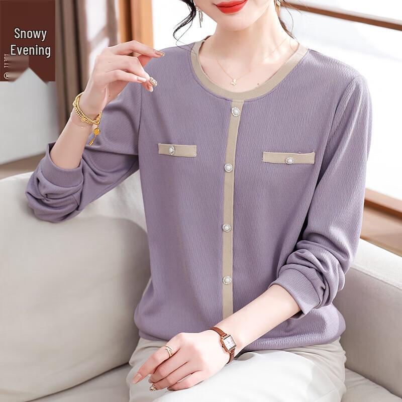 

XUEXI 2025 Осенний вязаный топ с длинным рукавом для женщин среднего возраста 5XL