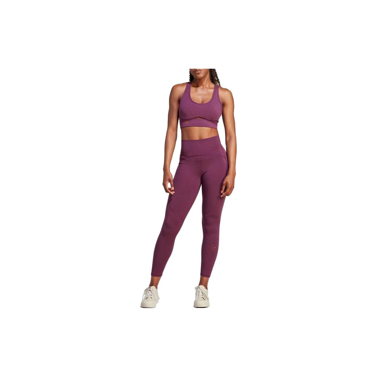 adidas Women s Seamless Workout Set Sports Bra Leggings Purple IK9087 L