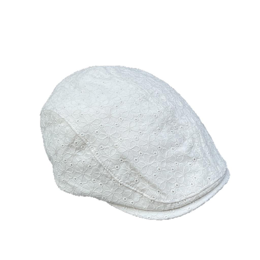 Foreign Style Age-reducing British Style Flowers Hollow Forward Hat Women's Spring and Summer Simple Versatile Short Brim Cap Painter Hat