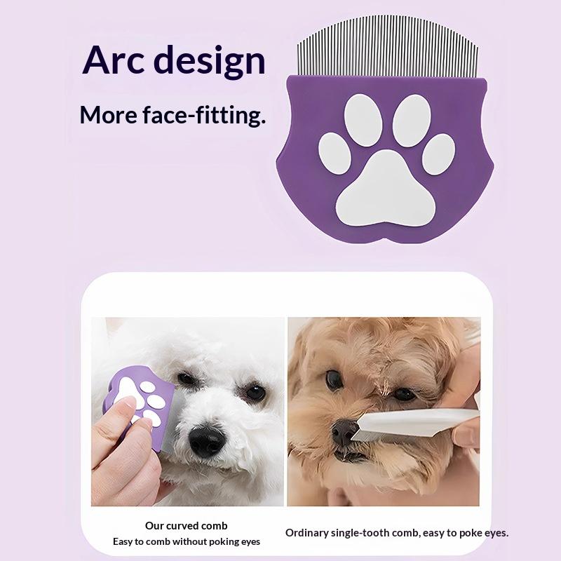 Pettine Viso Cane & Gatto con Design Curvo in Acciaio Inossidabile per la Pulizia delle Macchie Lacrimali del Mento-Rimozione Flessibile di Peli e Detriti dell'Animale Domestico