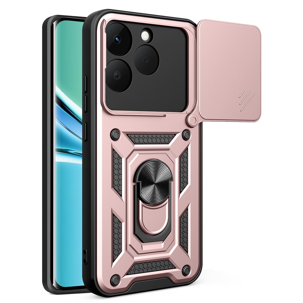 For Realme 15T 5G Case with Slide Camera Lid PC + TPU Kickstand Phone Cover