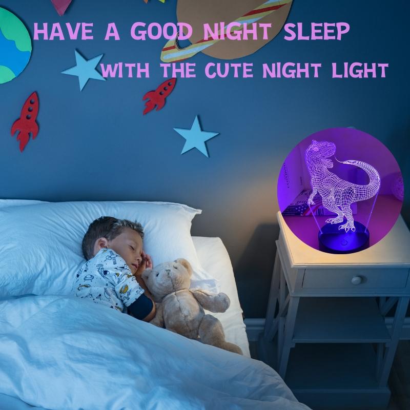 Night 3D Light USB LED Touch 7 Color Changing Bedside Lamp Home Decoration Baby Nursery Bedroom Light Birthday Toy Gift Dinosaur