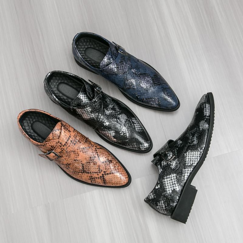 Men Printing Monks Loafers Shoes Wedding Party Shoes Casual Formal Business Leather Dress Prom Nightclub Shoes Plus Size