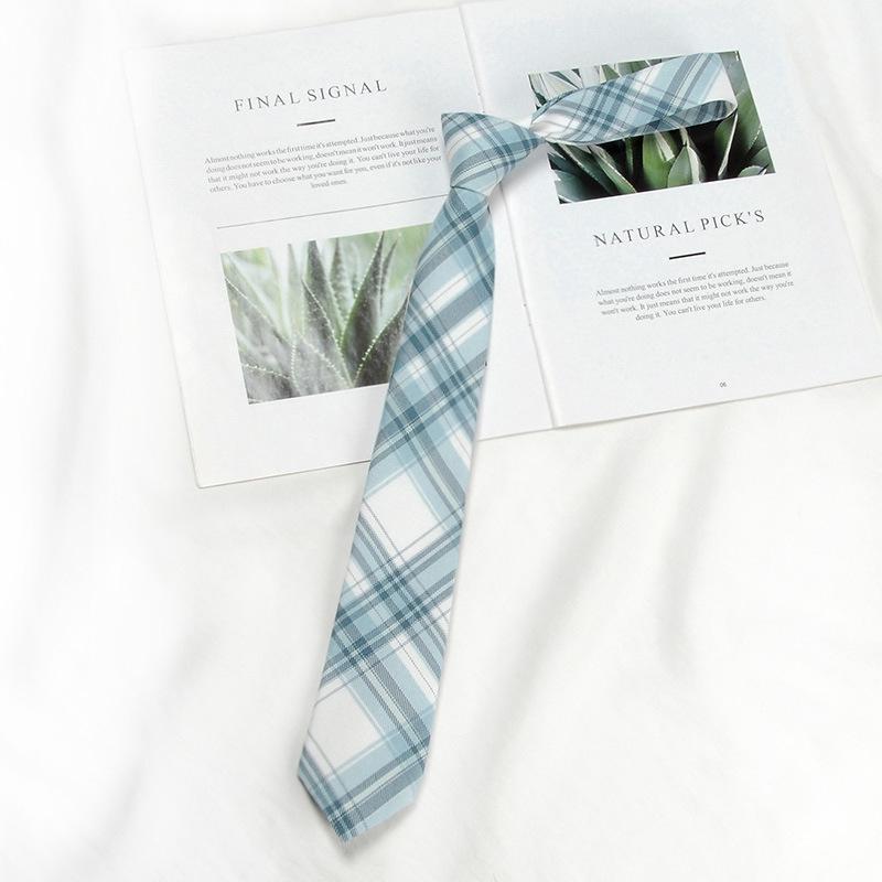 Lemon Sea Salt Plaid School Uniform Tie - Handmade Japanese Academy Style for Men & Women
