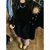 Amerikanische Trendmarke Sonne Mond bedrucktes Langarm-T-Shirt Damen Herbst Winter Locker Lässig Baumwoll-Top Paare