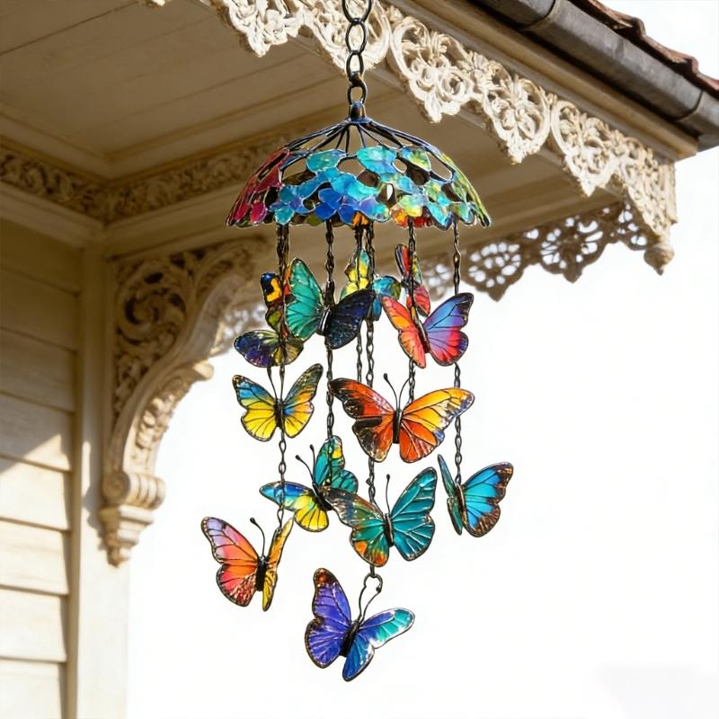 Butterfly Wind Chimes Producing Clear Tone for Balconies and Garden Creating a Peaceful Artistic Iron Design