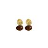 French Retro Metal Texture Pleated Amber Geometric Oval Earrings Tide Light Luxury Earrings Women