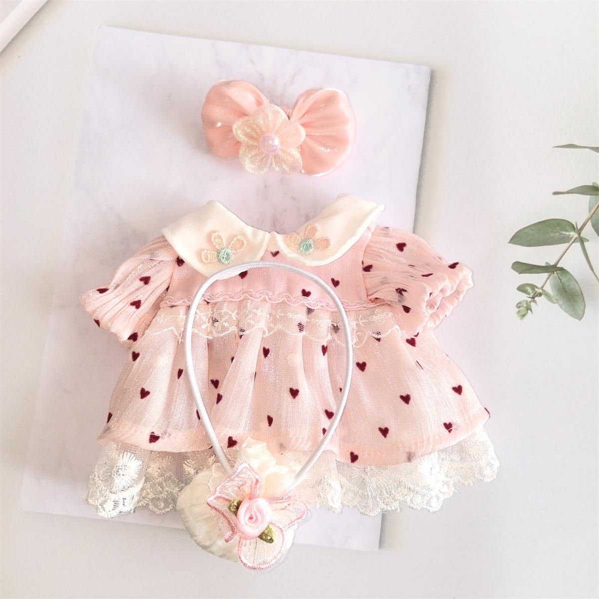 Heart Polka Dot Skirt & Butterfly Bag Set for 25cm Milu Tanggu Doll Fits 25cm Milu (Doll not included)
