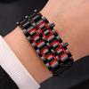 Fashionable Full Metal Digital Mule Watch for Men with LED Display, Perfect for Sports and Creative Gifts, Black and Red.